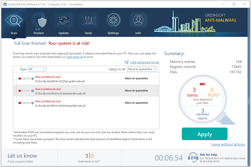 Gridinsoft Anti-Malware full scan result